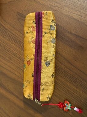 New Korean Traditional Embroidered Silk Pouch - Pencil Case or Cosmetic Bag